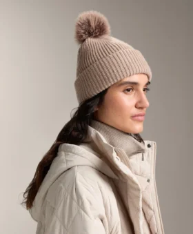 Wool Blend Knit Pompom Hat