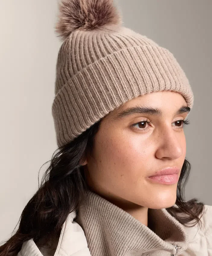 Wool Blend Knit Pompom Hat Wool Blend Knit Pompom Hat