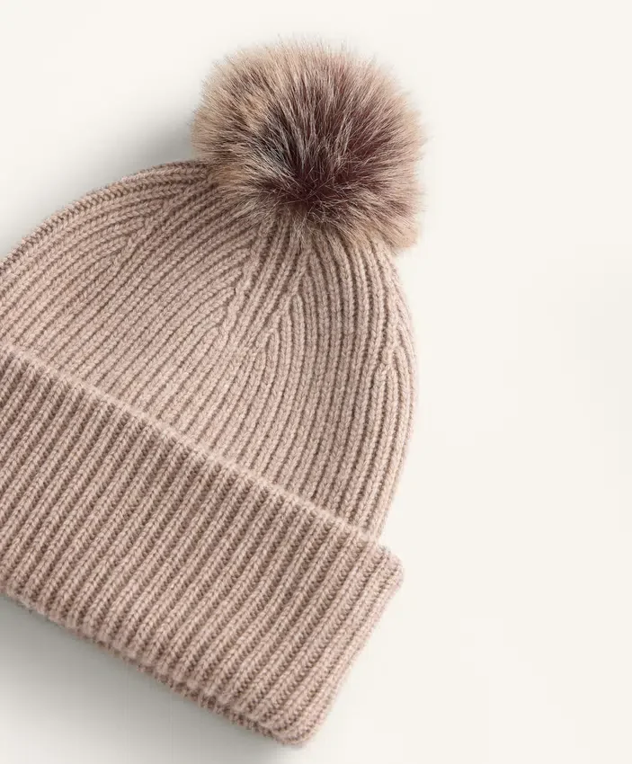 Wool Blend Knit Pompom Hat Wool Blend Knit Pompom Hat
