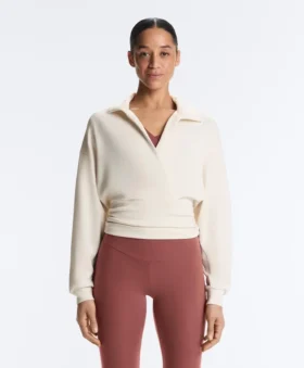 Wrap Polo Neck Sweatshirt with Soft-Touch Modal