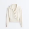 Wrap Polo Neck Sweatshirt with Soft-Touch Modal Wrap Polo Neck Sweatshirt with Soft-Touch Modal