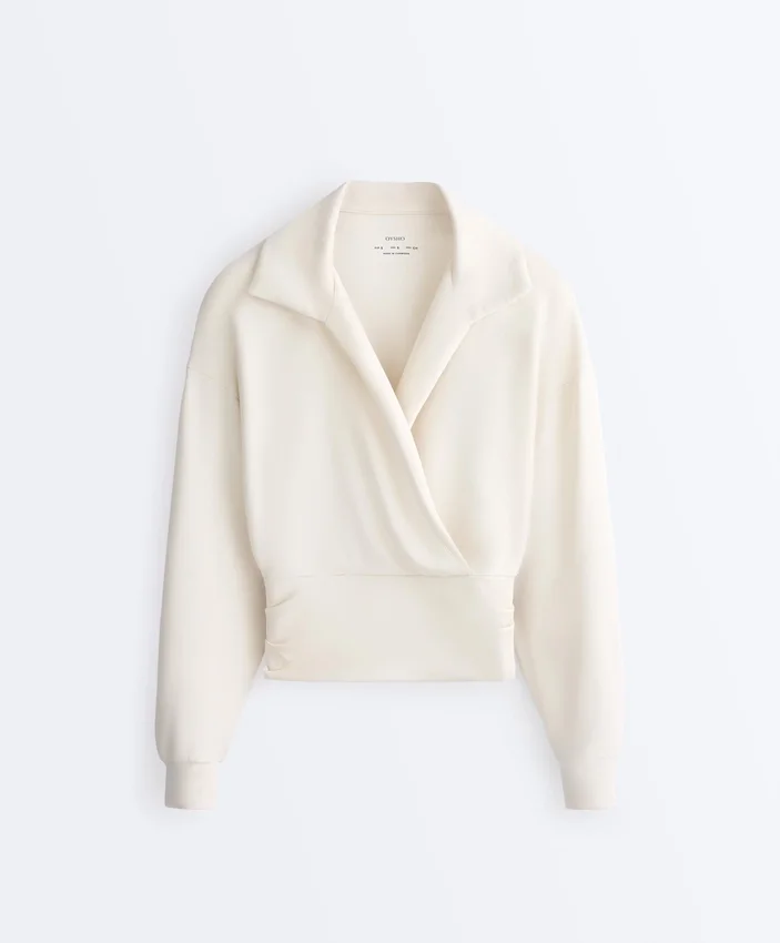 Wrap Polo Neck Sweatshirt with Soft-Touch Modal Wrap Polo Neck Sweatshirt with Soft-Touch Modal
