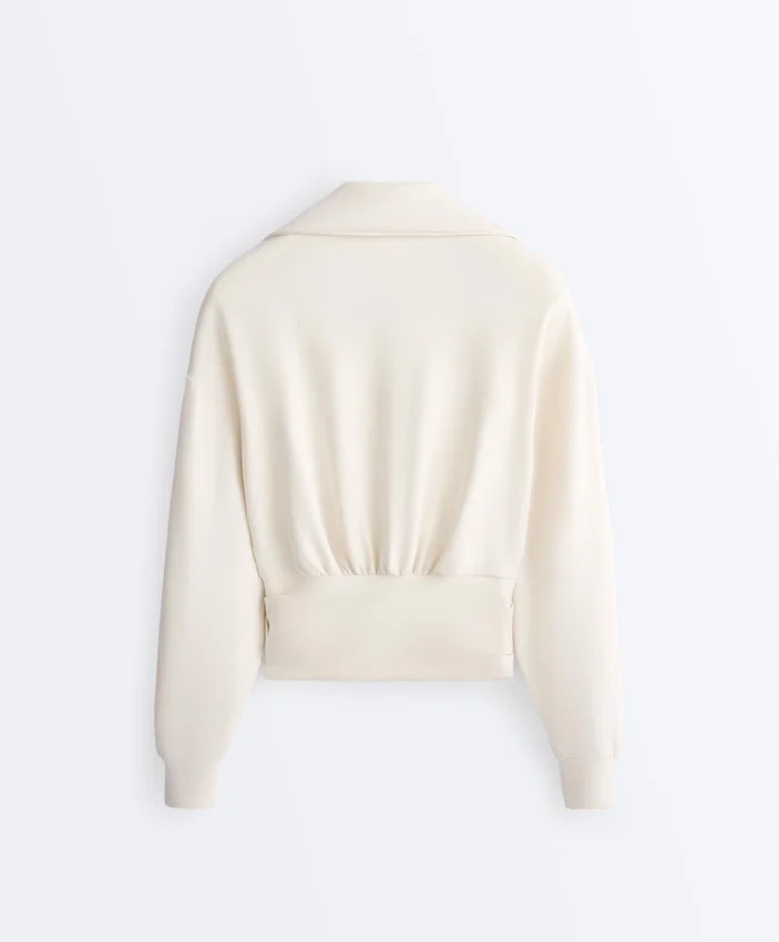Wrap Polo Neck Sweatshirt with Soft-Touch Modal Wrap Polo Neck Sweatshirt with Soft-Touch Modal