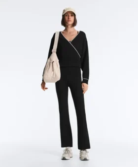 Wrap Sweatshirt with Contrast Piping and Modal