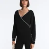 Wrap Sweatshirt with Contrast Piping and Modal Wrap Sweatshirt with Contrast Piping and Modal
