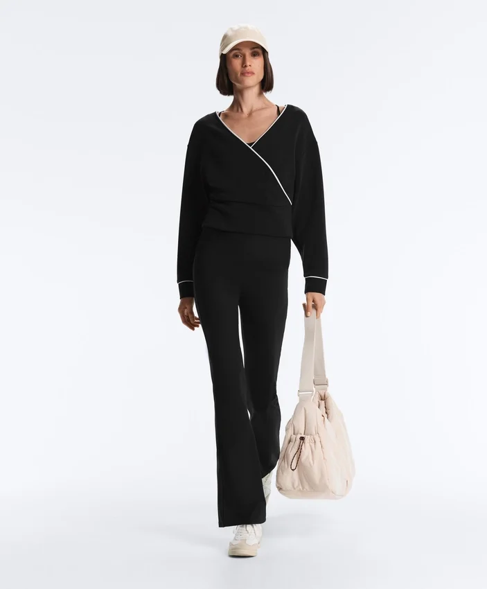 Wrap Sweatshirt with Contrast Piping and Modal Wrap Sweatshirt with Contrast Piping and Modal